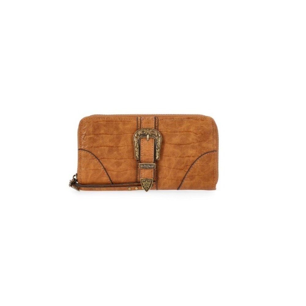 Jessica Simpson Daphne Zip Around Wallet Wristlet Wheat Tan Western Boho NWT